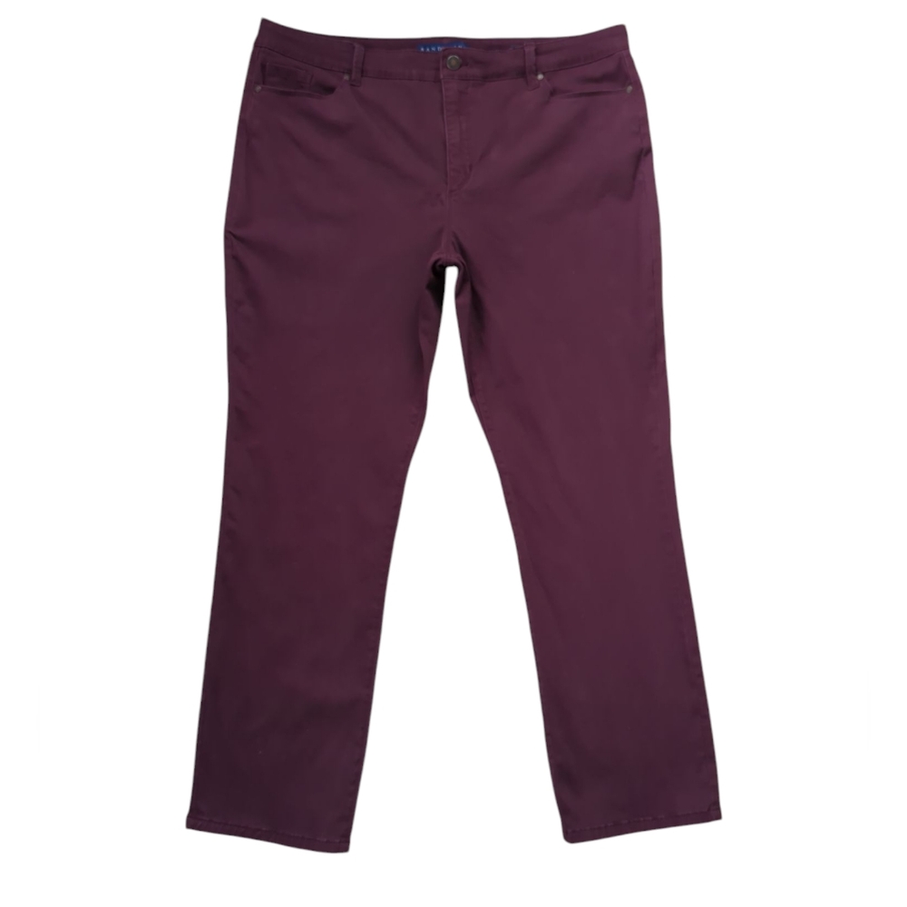Bandolino Amy Tummy Slimming Stretch Modern Straight Leg Jeans 18 Burgundy